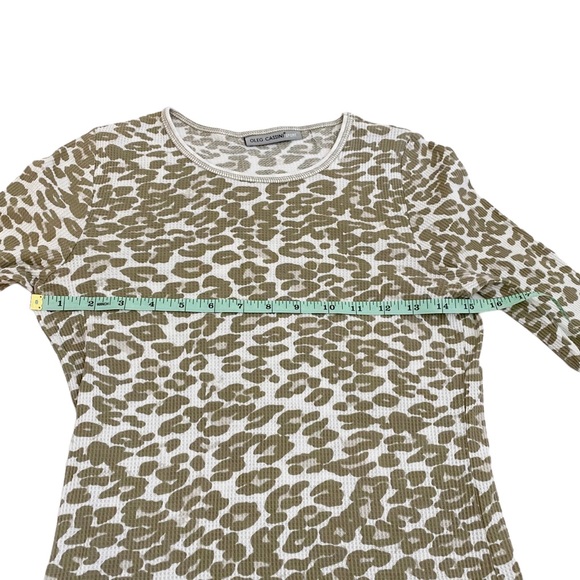 Oleg Cassini Sport Leopard Print Thermal Waffle Knit Top, Size Small - Picture 6 of 10